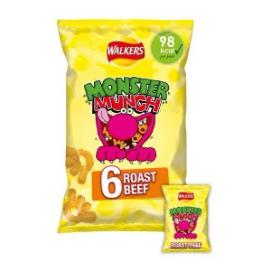 Walkers Monster Munch Roast Beef 6 Pack x 20gm